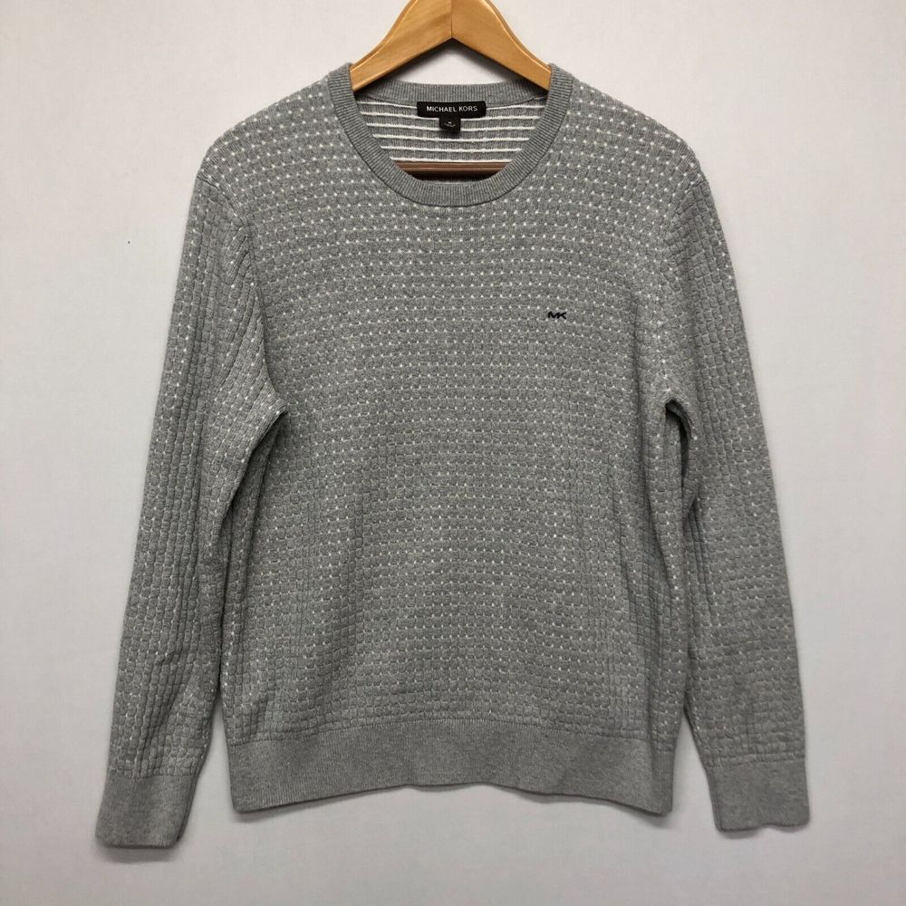Michael Kors Men Long Sleeve Textured Cotton Knit Sweater Size Medium M123 -22